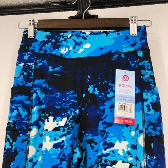 POP Fit Blue camo  Print Workout Leggings pockets - Picture 7 of 10